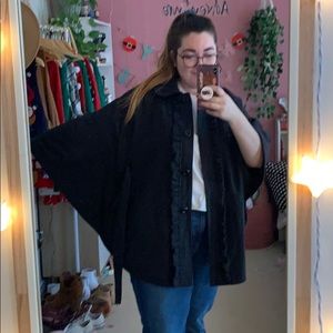Dark gray wool cape jacket